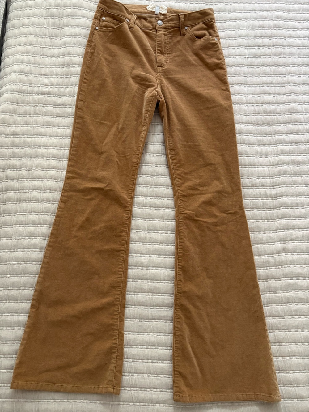 ALTAR'D STATE High Rise Flare Corduroy Pants Tan Size 7/28 Hippie Fall